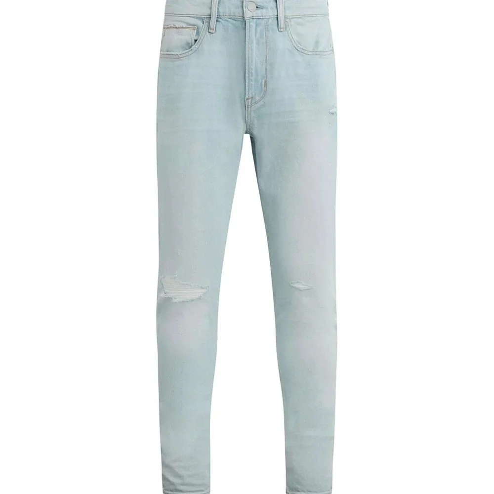 HUDSON Skinny Jeans Light Blue Distressed Italian Premium Denim‎ Stretch Men